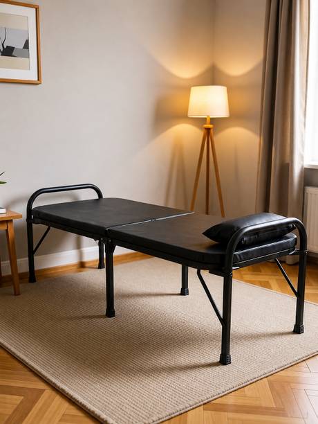 FURNIMAX Foldable Bed for Guests Metal Single Bed, 182 cm x 91 cm (5.97 ft x 2.99 ft)