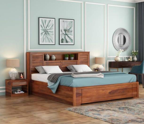 Devsignature Sheesham Wood Bed For Bedroom/Wooden Cot/Palaung/Bed With Storage For Home Solid Wood Queen Box Bed