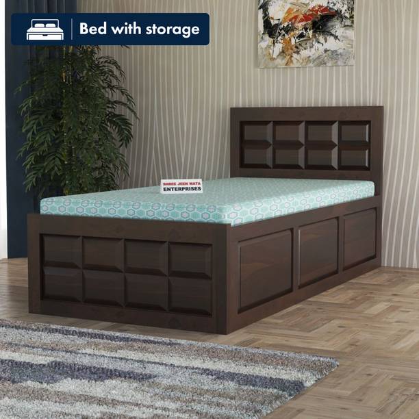 Shree Jeen Mata Enterprises Solid Wood Bed | Box Storage Bed| Single Bed| Wooden Bed| Sheesham Wood Bed | Solid Wood Single Box Bed, 203 cm x 96 cm (6.66 ft x 3.15 ft)