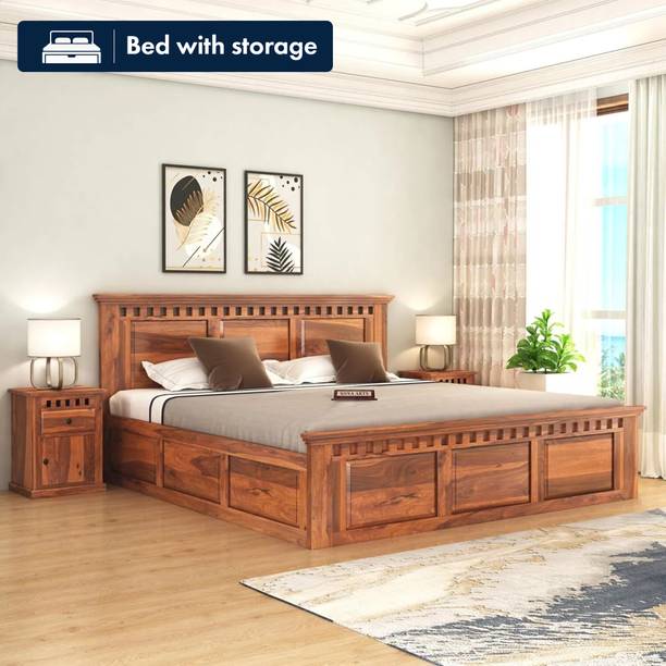 SONA ART & CRAFTS Kuber Sheesham Wood King Size Bed with Storage Box Solid Wood King Box Bed, 208 cm x 190 cm (6.82 ft x 6.23 ft)