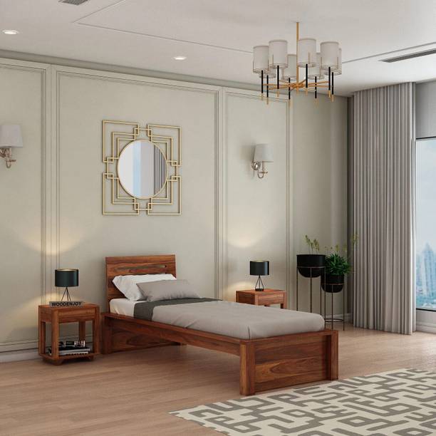 WOODENJOY Sheesham Wood Single Bed/Wooden Single Cot/Wooden Single Bed Without Storage Solid Wood Single Bed
