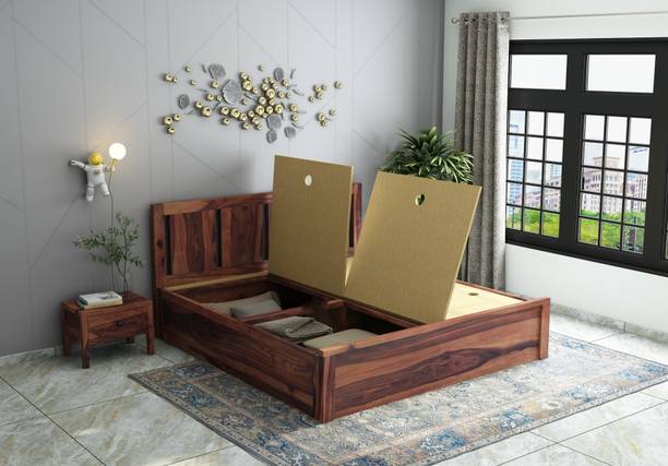 AMBICA WOODMART bed king size sheesham wood king size wooden cot for bedroom cot bed living room Solid Wood King Box Bed