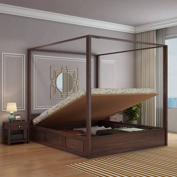 WOODENJOY Sheesham Wood Queen Bed/Wooden Bed With Hydraulic Storage/Wooden Palaung Solid Wood Queen Hydraulic Bed