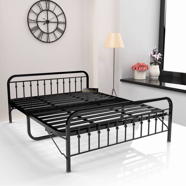 HoneyTouch Nova Double Bed without Mattress | No Assembly Required | (4ft x 6.25ft) Metal Double Bed, 198 cm x 121 cm (6.5 ft x 3.97 ft)