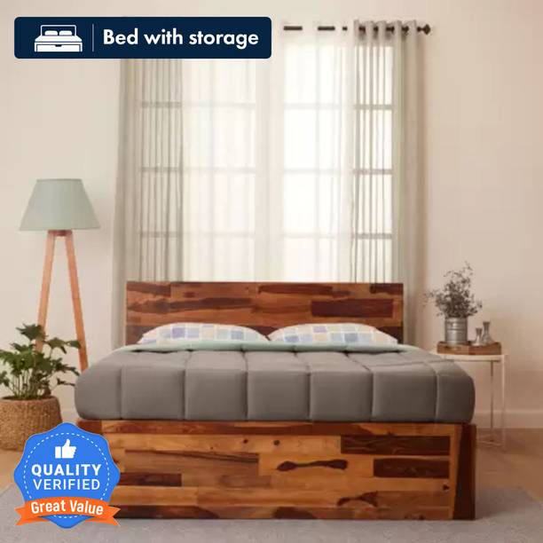 Flipkart Perfect Homes Sheesham Solid Wood King Box Bed, 209.55 cm x 187.96 cm (6.88 ft x 6.17 ft)