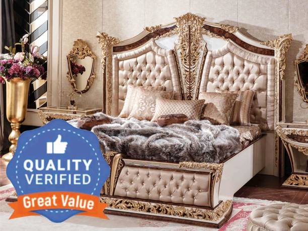 royal wood GLORIA ROYAL LUXURY PREMIUM TEAKWOOD Solid Wood King Box Bed, 170 cm x 100 cm (5.58 ft x 3.28 ft)