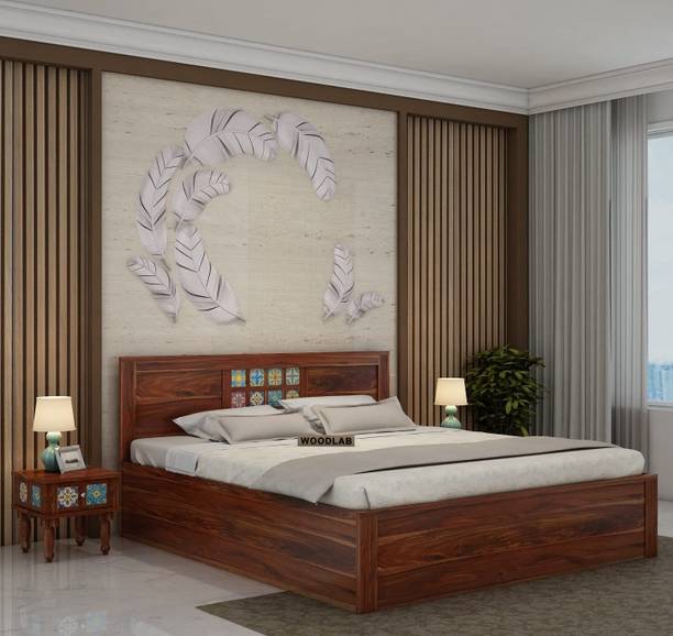 WOODENJOY Sheesham Wood Bed/Wooden Queen Bed/Wooden Bed/Cot With Box Storage For Home Solid Wood Queen Box Bed