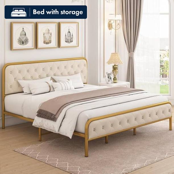 EWOOD Wooden King Bed Without Storage/Wooden Cot/Wooden Palaung/Wooden Bed For Bedroom Solid Wood King Bed, 205 cm x 189 cm (6.73 ft x 6.2 ft)