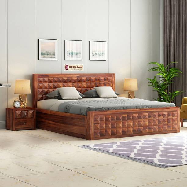 Gouravgenic Handicraft Rosewood ( Sheesham ) Solid Wood Queen Box Bed, 205.74 cm x 162.56 cm (6.75 ft x 5.33 ft)