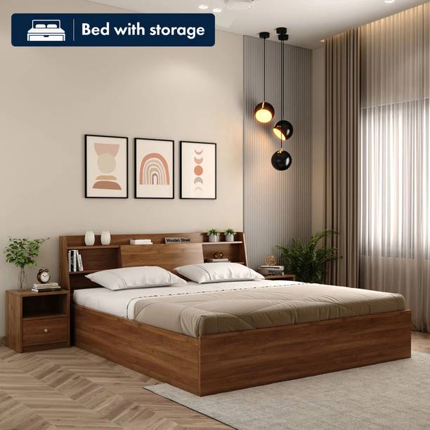 Wooden Street Celestia Bed With Storage, Strong & Durable Double Beds Engineered Wood King Box Bed, 220.9 cm x 187.9 cm (7.25 ft x 6.16 ft)