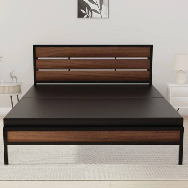 HoneyTouch Elvo Queen Size Bed Frame | No Assembly Required | Metal Queen Bed, 204 cm x 153 cm (6.69 ft x 5.02 ft)