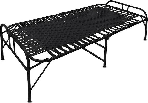 Nandeksha Portable Single Folding Bed Space Saving Heavy Duty Foldable Bed Frame/Khat Cot Metal Single Bed