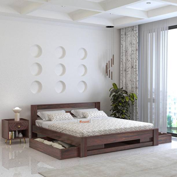 Ganpati Arts Sheesham Wood Foster Bed Without Storage for Bedroom | Diwan Bed For Home Solid Wood King Drawer Bed