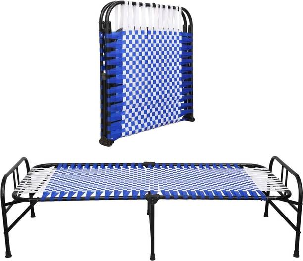 shiv ent Foldable Bed Portable Single Folding Bed Niwar Charpai Khatiya Bed for Sleeping Metal Single Bed