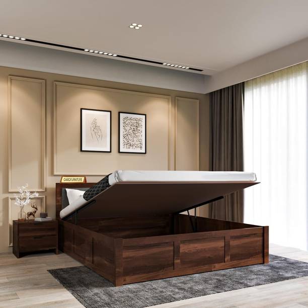 GARGHANDICRAFTS Sheesham Wood Bed/Cot Bed/Palang For Bed Room/Home/Hotel Solid Wood Queen Hydraulic Bed