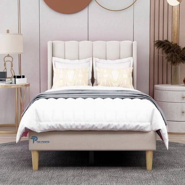 KDDecor Upholestery Premium Fabric Cot for Home Engineered Wood Single Bed