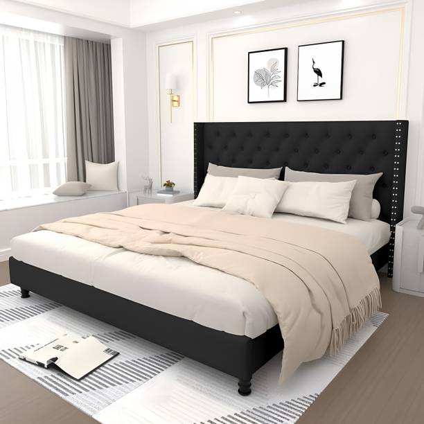 Flipkart Perfect Homes Engineered Wood Upholstered King Size Bed With Headboard For Bedroom Engineered Wood King Bed