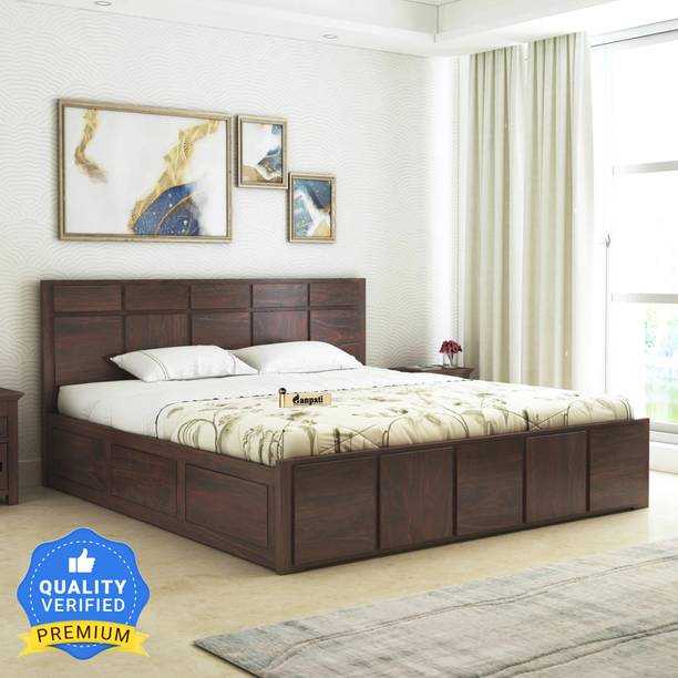 Ganpati Arts Sheesham Wood Scott Bed for Bedroom/Hotel/Wooden Cot/Bed With Box Storage Solid Wood King Box Bed