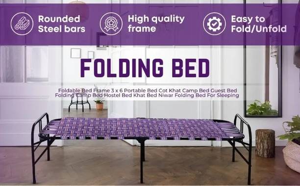 Malik Enterprises PORTABLE BED 3X6 Metal Single Bed, 182 cm x 76 cm (5.97 ft x 2.49 ft)