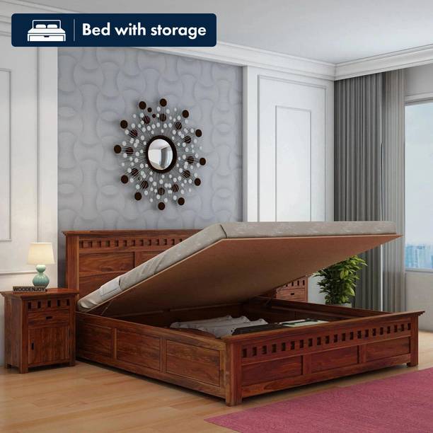 WoodLab Solid Wood King Hydraulic Bed, 210.82 cm x 198.12 cm (6.92 ft x 6.5 ft)