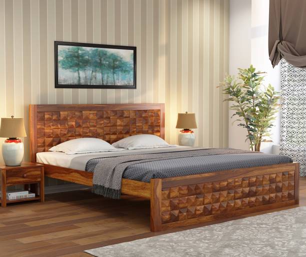 PlusOne Solid Wood King Bed, 208 cm x 190 cm (6.82 ft x 6.23 ft)