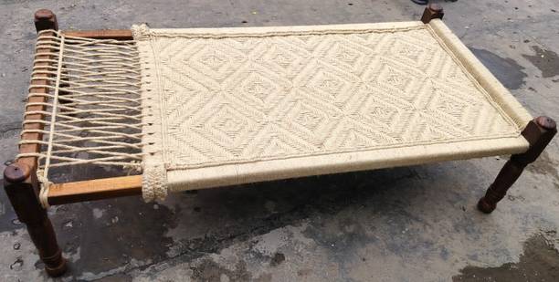 YahiTohChahiye EIPL KHAAT JUTE PEEDHI BUNAYI 6.25 X 3.25 Ft x 21 In. Solid Wood Double Bed
