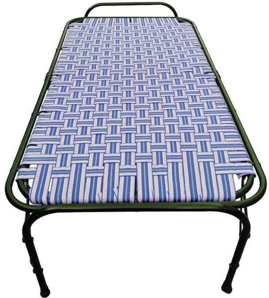 India wood mart Double Pipe Folding Bed For Sleeping 6 Leg Unique Design(Multicolor, 36X72 ) Engineered Wood Queen Bed