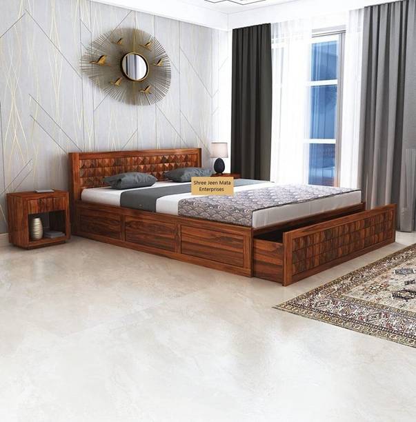 Shree Jeen Mata Enterprises Royale Edition Drawer Bed/Sheesham Wood King Bed For Bedroom/Hotel/Living Room | Solid Wood King Drawer Bed, 190.5 cm x 205.74 cm (6.25 ft x 6.75 ft)