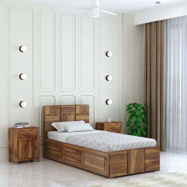 Ganpati Arts Scott Solid Sheesham Wood4Feet Bed With Box Storage For Bedroom/Kidsroom Solid Wood Single Box Bed