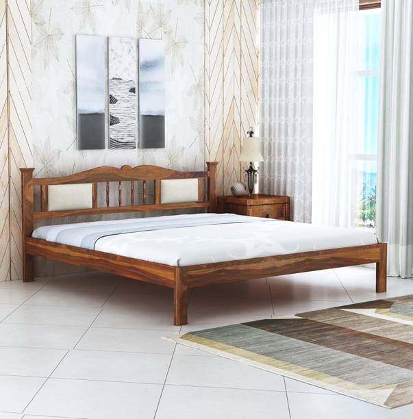 EWOOD Wooden King Bed Without Storage/Wooden Cot/Wooden Palaung/Wooden Bed For Bedroom Solid Wood King Bed, 206 cm x 191 cm (6.76 ft x 6.27 ft)