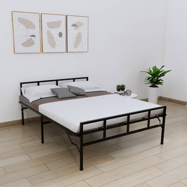 ARLAVYA Metal King Bed, 195 cm x 180 cm (6.4 ft x 5.91 ft)
