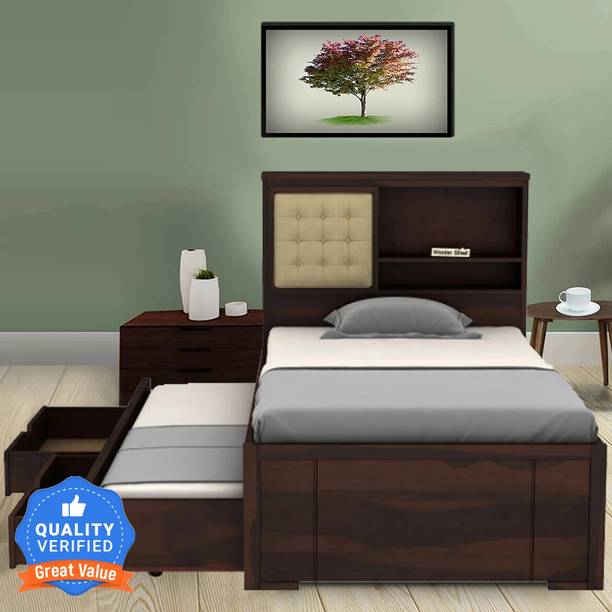 Flipkart Perfect Homes Solid Wood Single Drawer Bed