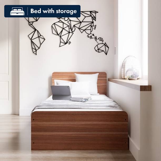 NEUDOT Valancia Single Engineered Wood Single Box Bed, 203 cm x 99 cm (6.66 ft x 3.25 ft)