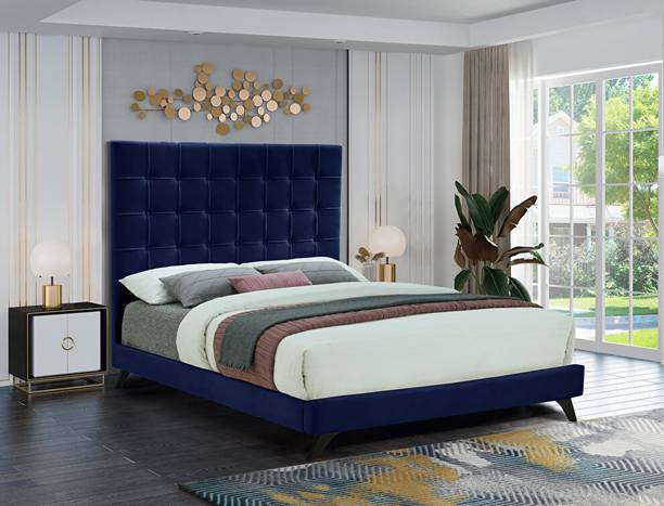 LEATHERON Charm green Solid Wood King Bed