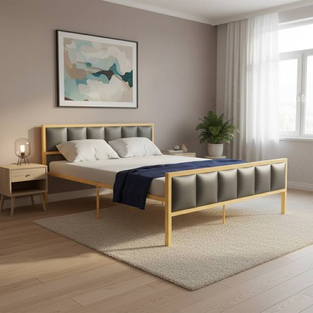 Furnesta Crystal Metal Queen Bed, 203 cm x 155 cm (6.66 ft x 5.09 ft)