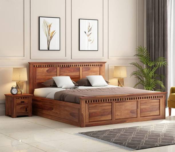 SATTVICAWOODEN Solid Wood King Drawer Bed, 209 cm x 198 cm (6.86 ft x 6.5 ft)