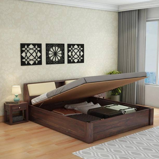 WoodLab Sheesham Wood King Bed/Wooden Bed With Hydraulic Storage/Wooden Palaung For Home Solid Wood King Hydraulic Bed, 205.74 cm x 187.96 cm (6.75 ft x 6.17 ft)