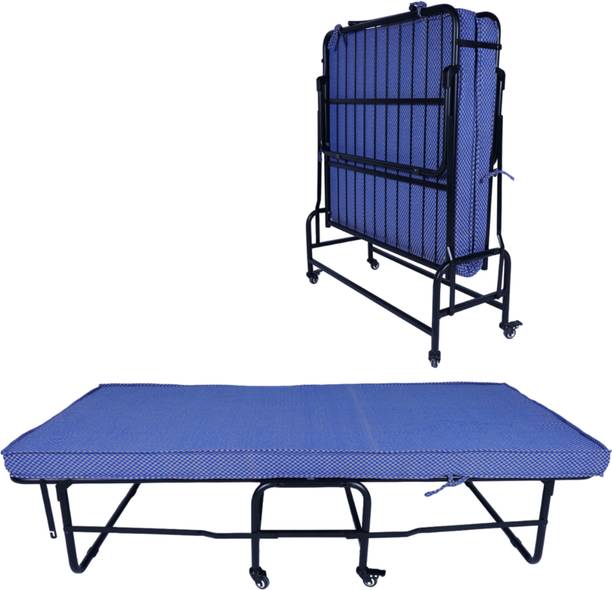 SRI KRISHNA Folding Bed with Mattress Metal Single Bed, 98 cm x 193 cm (3.22 ft x 6.33 ft)