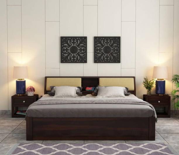 AMBICA WOODMART Solid Wood King Hydraulic Bed