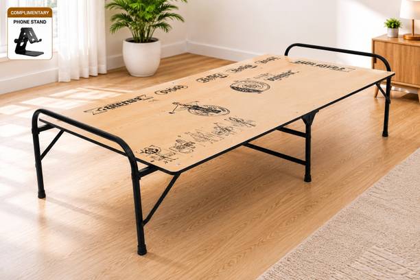 RAMB Premium Folding Bed with Phone Stand | Portable Space Saving Cot for Home Solid Wood Single Bed, 183 cm x 92 cm (6.0 ft x 3.02 ft)