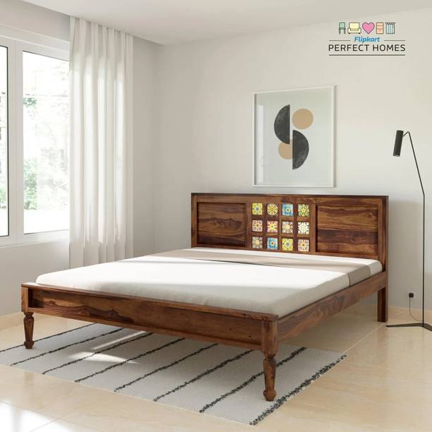 Flipkart Perfect Homes Sheesham Solid Wood King Bed, 188 cm x 212 cm (6.17 ft x 6.96 ft)