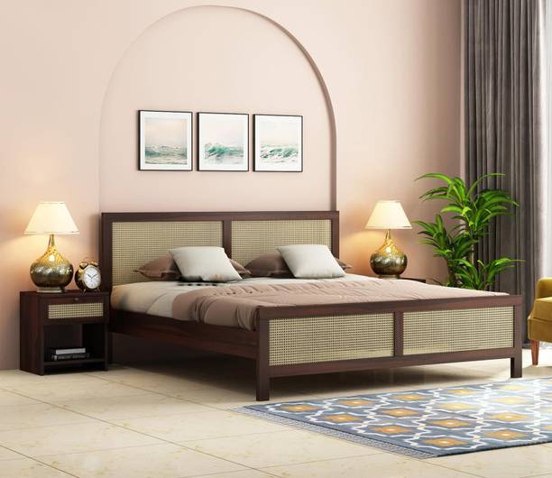 Douceur Furnitures Solid Sheesham Wood Jali King Size Bed With Headboard For Bedroom Living Room Solid Wood King Bed