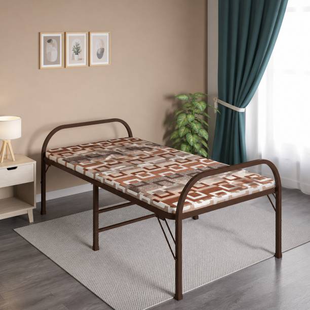 FURNIMAX Folding Bed with Firm Top Metal Single Bed Metal Single Bed, 177.8 cm x 88.95 cm (5.83 ft x 2.92 ft)