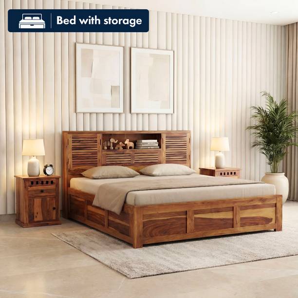 SONA ART & CRAFTS Urban Sheesham Wood King Size Bed with Storage Box Solid Wood King Box Bed, 220 cm x 187 cm (7.22 ft x 6.14 ft)
