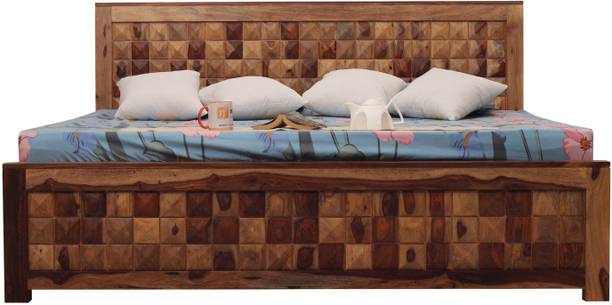 ROYAL FINISH Diamond King Size(72"x78") Without Storage,12-Month Warranty,Natural Wood Solid Wood King Bed