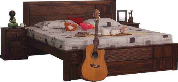 ROYAL FINISH NovaSleep Without Storage,Double Bedside,Unique Design,Natural,Matte finished Solid Wood King Bed