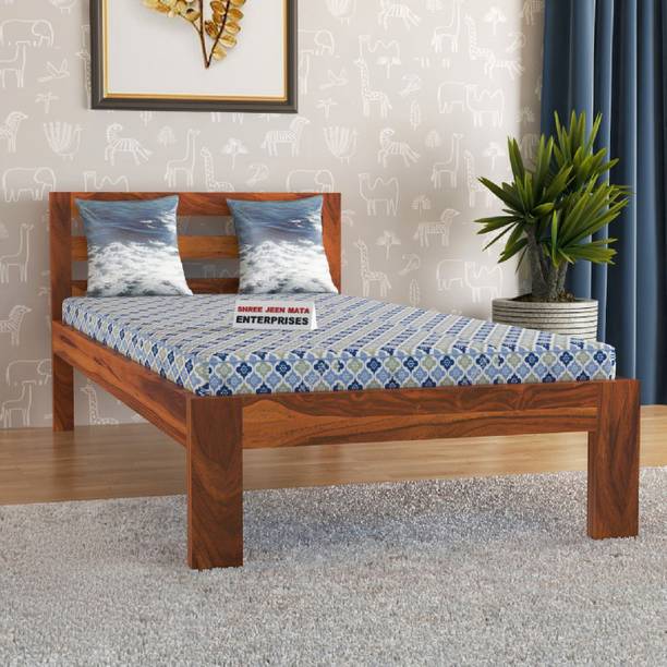 Shree Jeen Mata Enterprises Solid Sheesham Wood Single Bed Without Mattress For Bed Room , Hotel . Solid Wood Single Bed, 203 cm x 96 cm (6.66 ft x 3.15 ft)