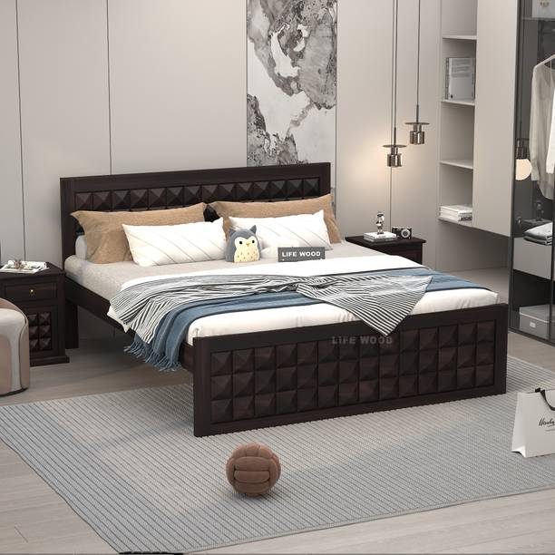 LIFE WOOD Pure Sheesham Wooden Bed King Size Solid Wood For Bedroom Solid Wood King Bed