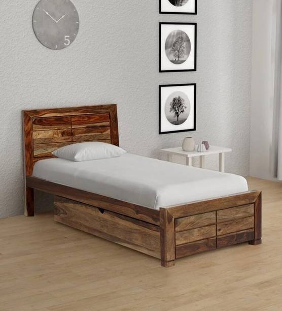 Ferrovilla Solid Wood Single Drawer Bed, 198.12 cm x 91.44 cm (6.5 ft x 3.0 ft)