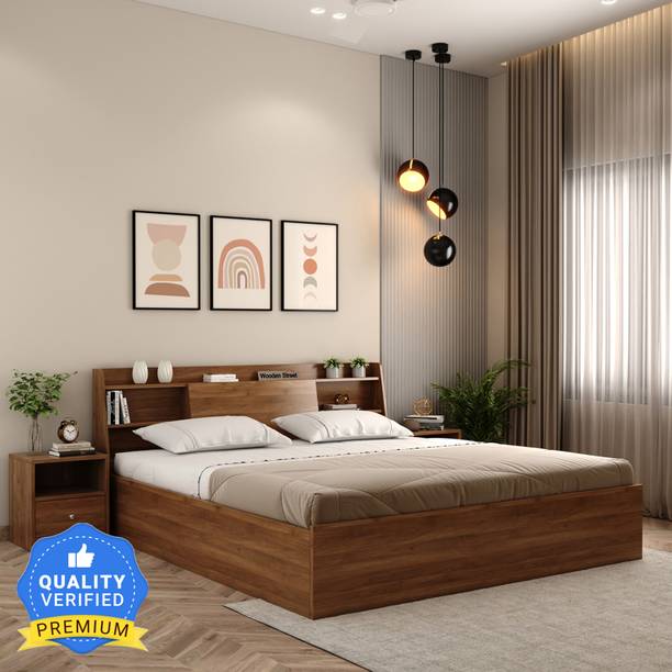 Wooden Street Celestia Engineered Wood Double Bed With Box Storage For Bed Room/Kids Room Engineered Wood Queen Box Bed